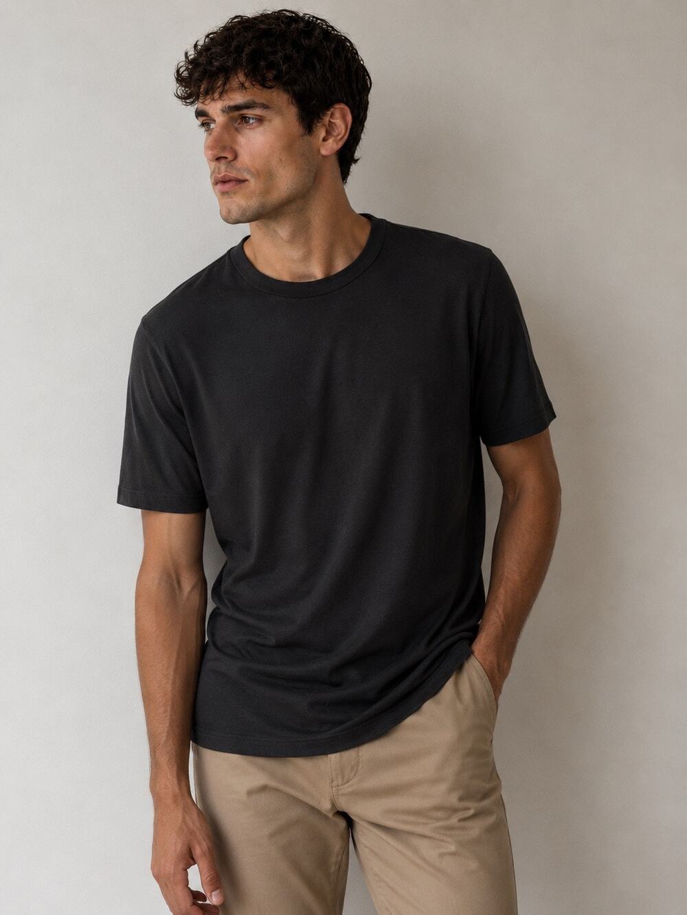 Theory Ryder Modal Jersey T-Shirt Black Multi Grey Size S